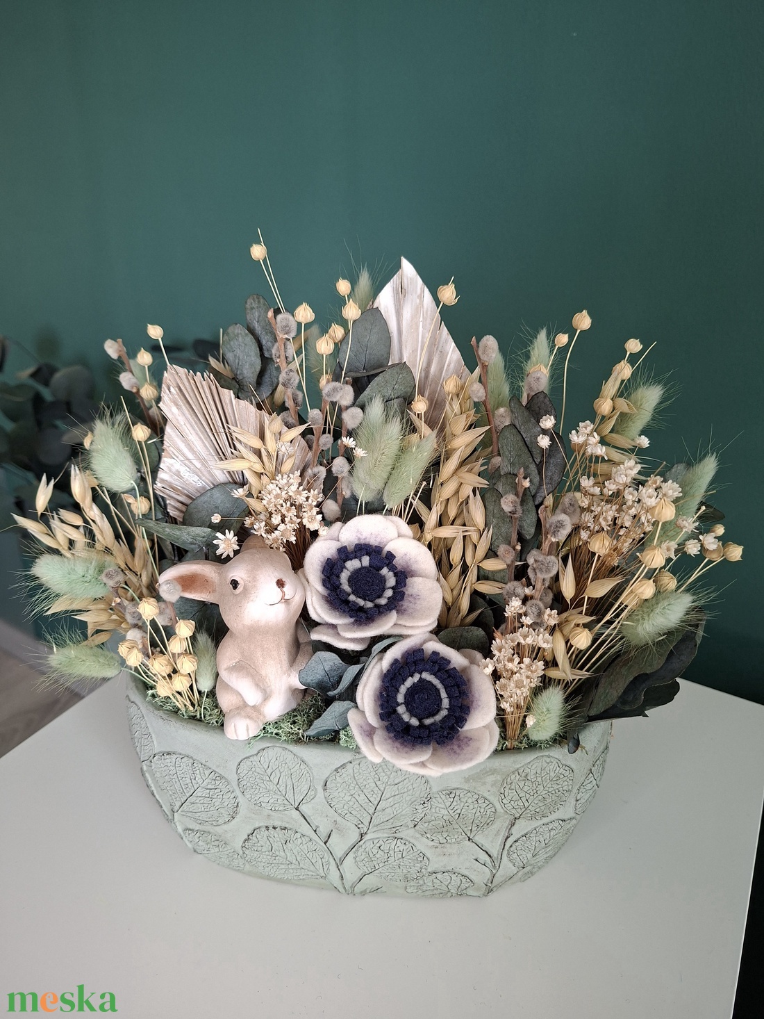 Szárazvirágos húsvéti asztaldísz - otthon & életmód - dekoráció - asztal és polc dekoráció - asztaldísz - Meska.hu