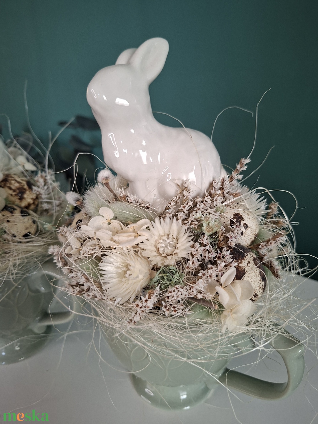  Nyuszis húsvéti szárazvirágos asztaldísz - otthon & életmód - dekoráció - asztal és polc dekoráció - asztaldísz - Meska.hu