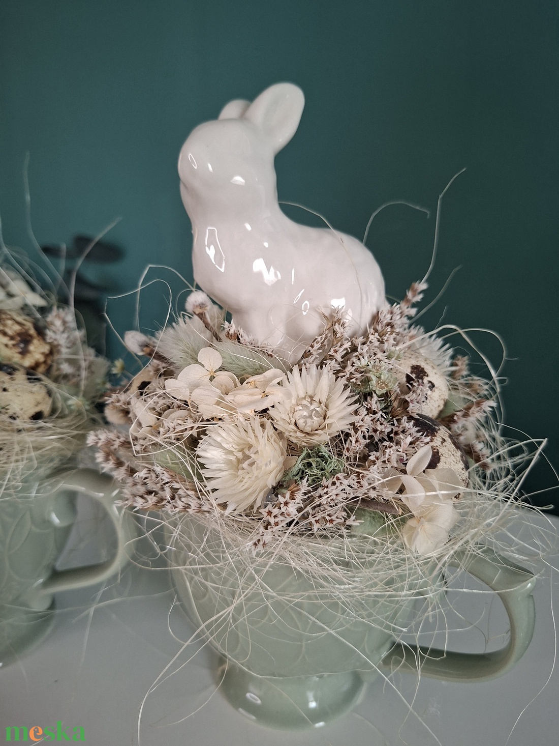  Nyuszis húsvéti szárazvirágos asztaldísz - otthon & életmód - dekoráció - asztal és polc dekoráció - asztaldísz - Meska.hu