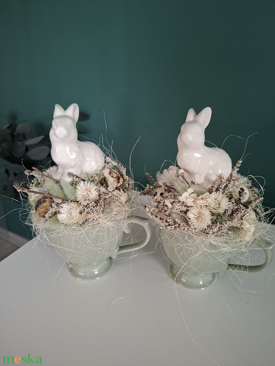  Nyuszis húsvéti szárazvirágos asztaldísz - otthon & életmód - dekoráció - asztal és polc dekoráció - asztaldísz - Meska.hu