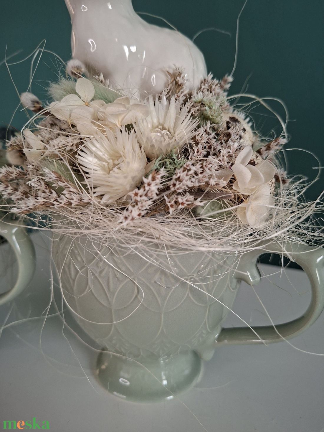  Nyuszis húsvéti szárazvirágos asztaldísz - otthon & életmód - dekoráció - asztal és polc dekoráció - asztaldísz - Meska.hu