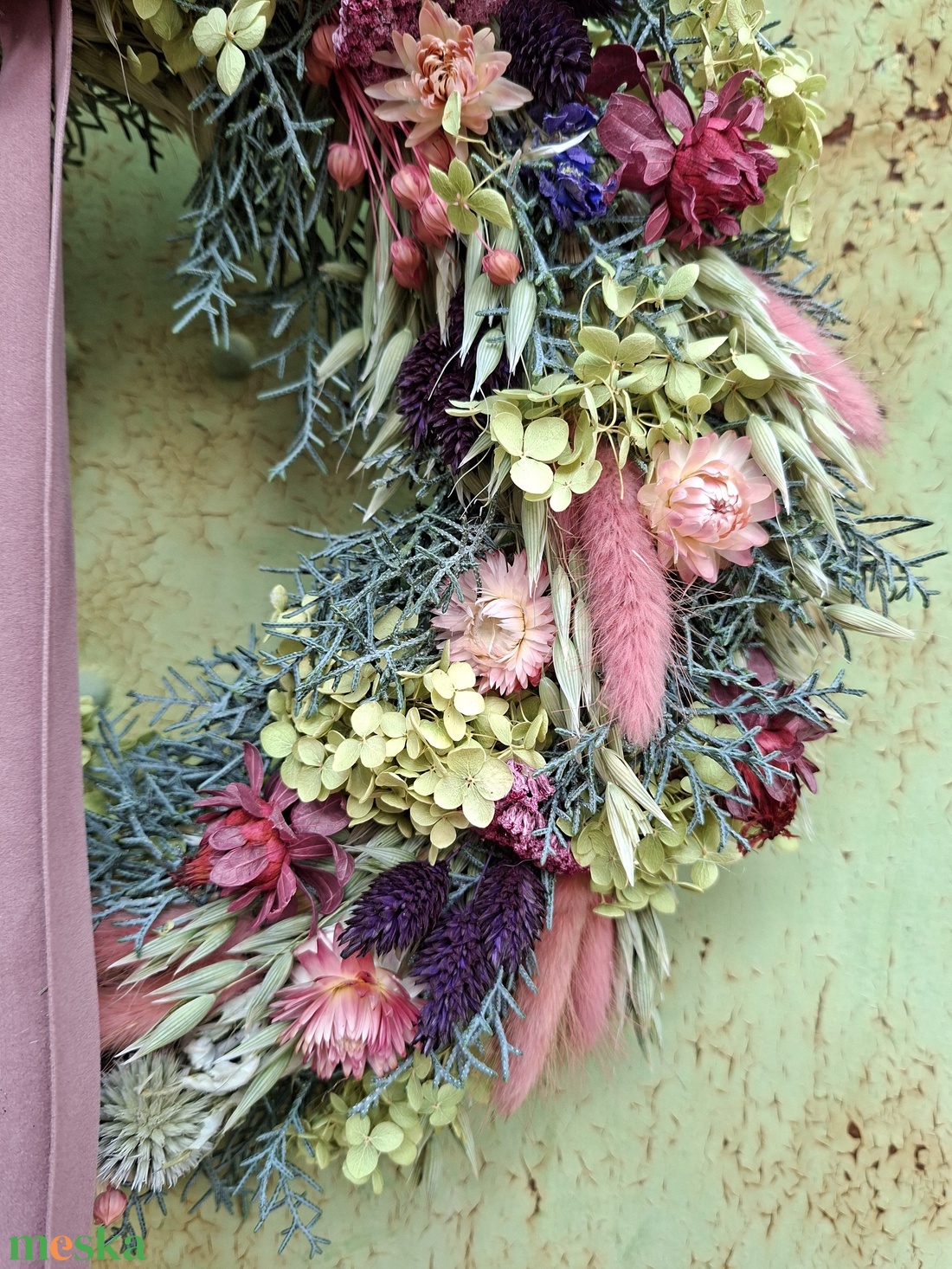 Szárazvirágos tavaszi ajtódísz, kopogtató - otthon & életmód - dekoráció - ajtó- és ablak dekoráció - ajtódísz & kopogtató - Meska.hu