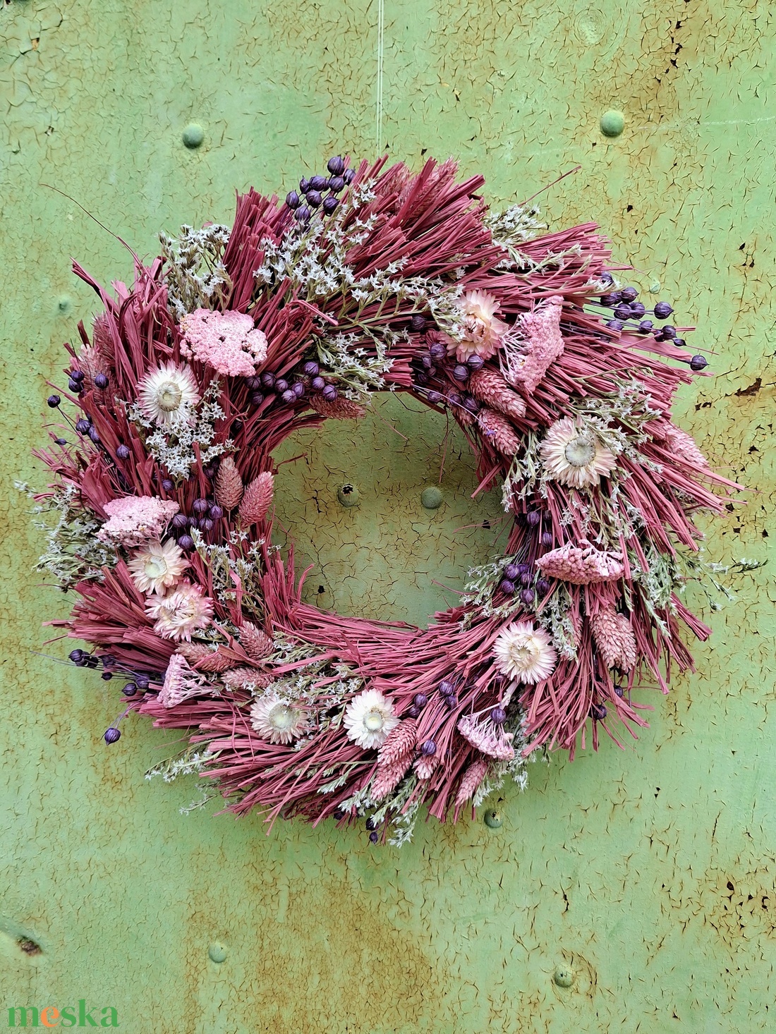 Szárazvirágos ajtódísz, koszorú - otthon & életmód - dekoráció - ajtó- és ablak dekoráció - ajtódísz & kopogtató - Meska.hu