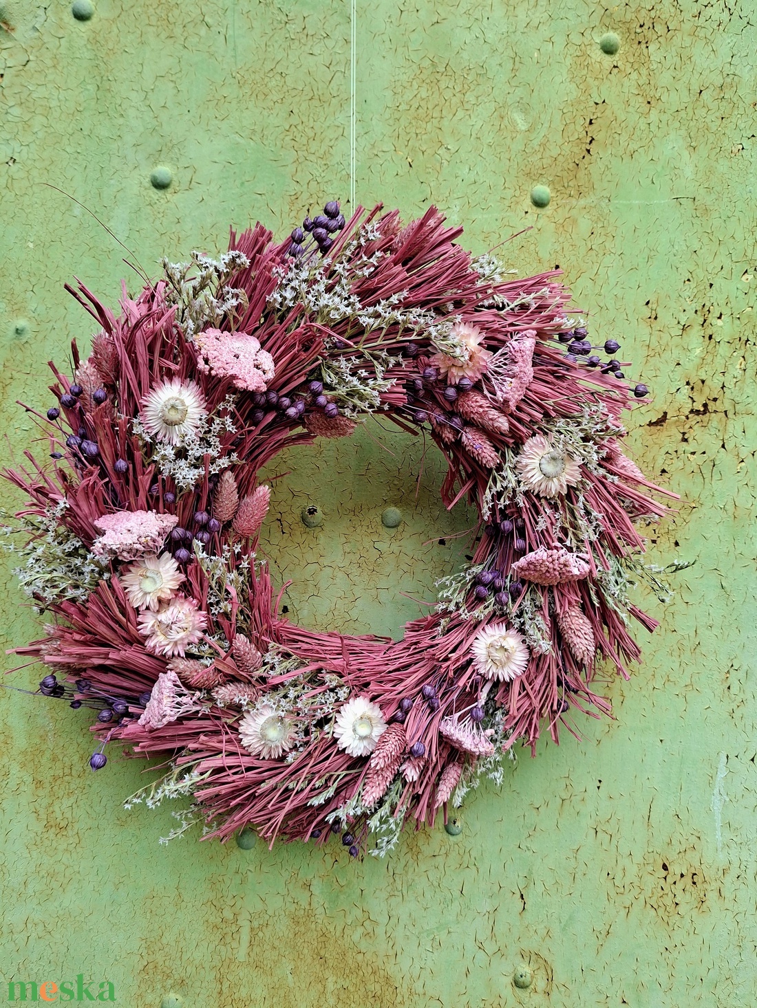 Szárazvirágos ajtódísz, koszorú - otthon & életmód - dekoráció - ajtó- és ablak dekoráció - ajtódísz & kopogtató - Meska.hu