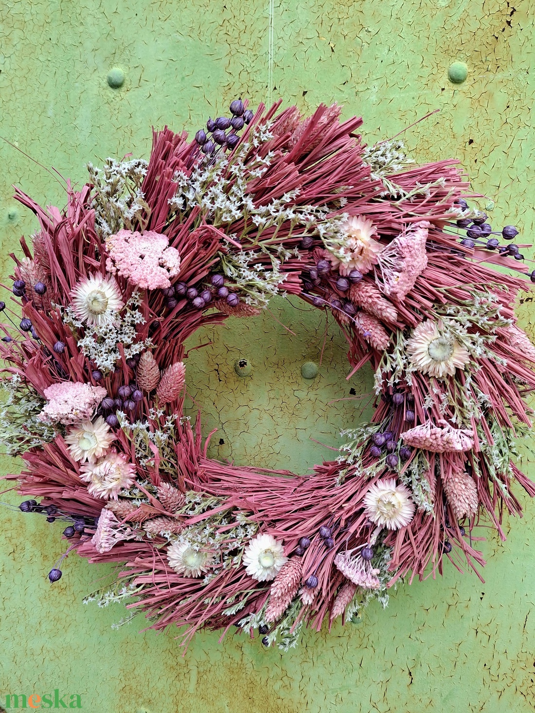 Szárazvirágos ajtódísz, koszorú - otthon & életmód - dekoráció - ajtó- és ablak dekoráció - ajtódísz & kopogtató - Meska.hu