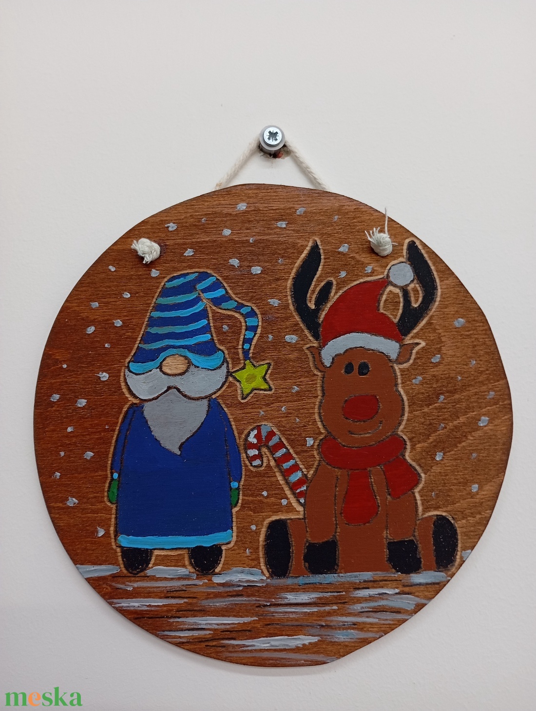 Manó és Rénszarvas karácsonyi falikép/ajtódísz - karácsony - karácsonyi lakásdekoráció - karácsonyfadíszek - Meska.hu