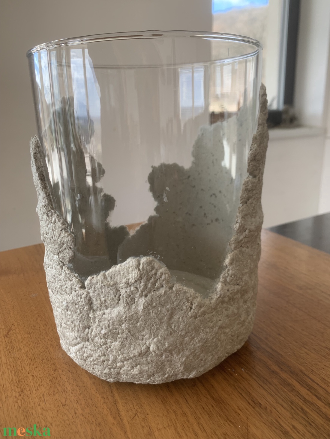 Beton-üveg henger váza - otthon & életmód - dekoráció - virágdísz és tartó - váza - Meska.hu