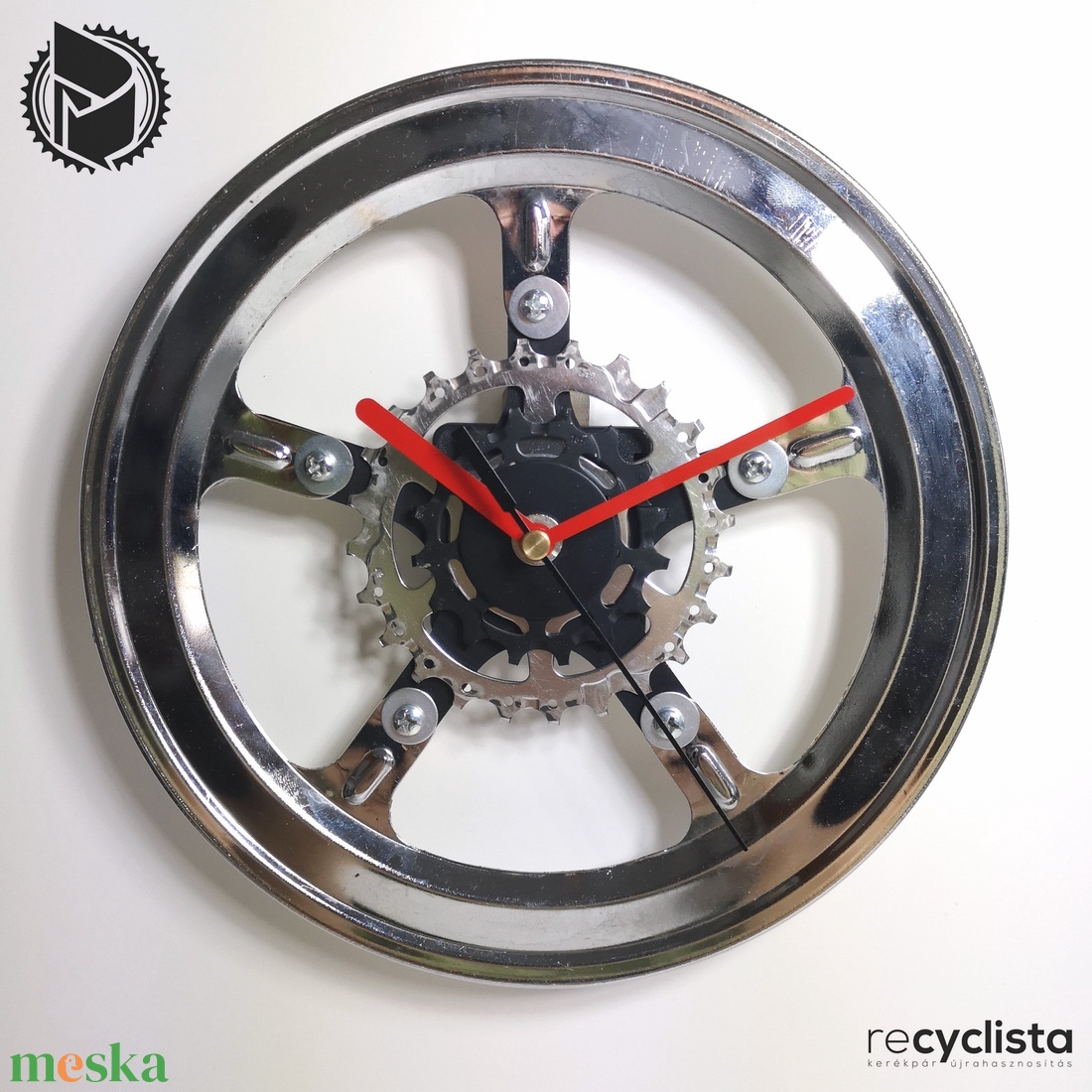 recyclock MES-013 - falióra újrahasznosított kerékpár alkatrészből - otthon & életmód - dekoráció - fali és függő dekoráció - falióra & óra - Meska.hu