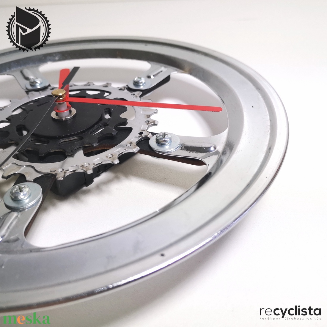 recyclock MES-013 - falióra újrahasznosított kerékpár alkatrészből - otthon & életmód - dekoráció - fali és függő dekoráció - falióra & óra - Meska.hu