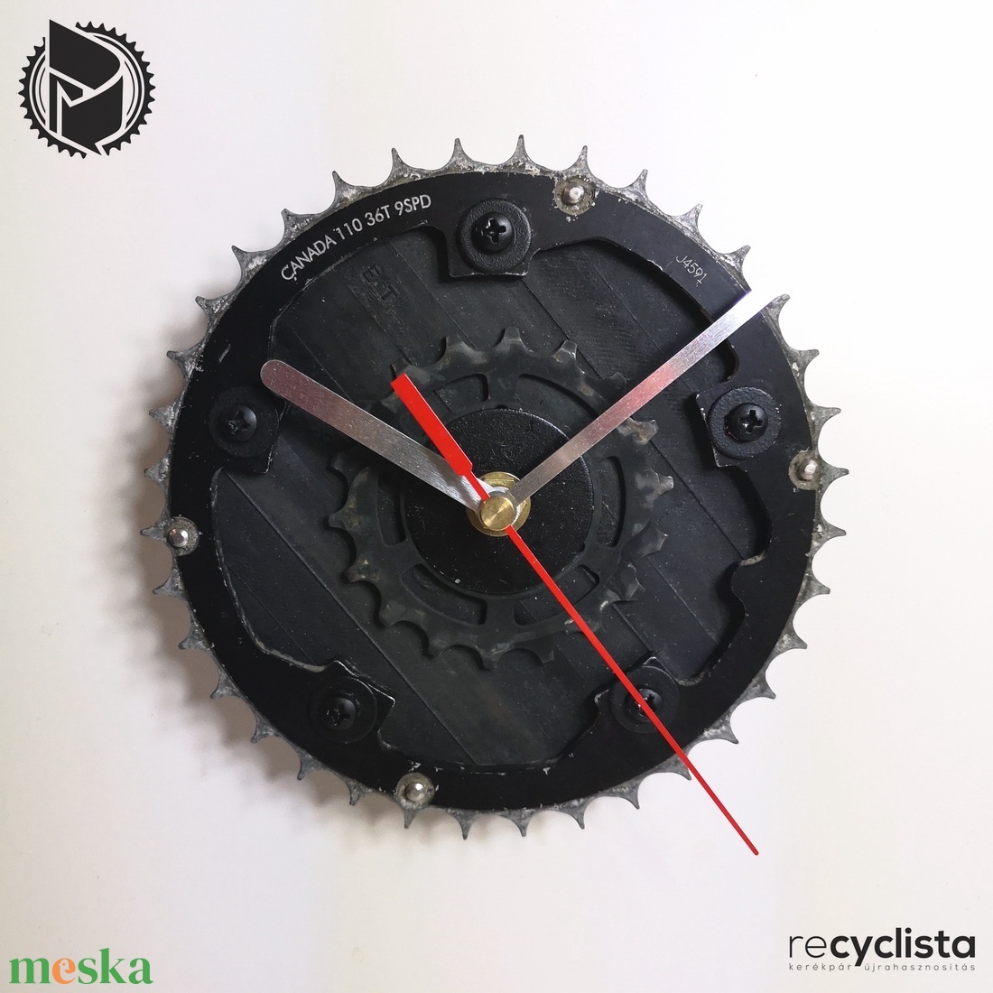 recyclock MES-S-007 - falióra újrahasznosított kerékpár alkatrészből - otthon & életmód - dekoráció - fali és függő dekoráció - falióra & óra - Meska.hu
