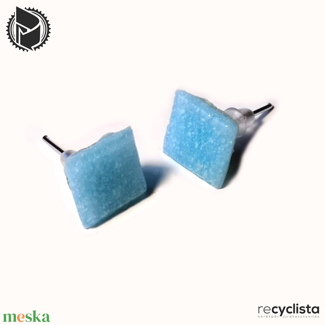 recyclista MOZ-03 fülbevaló üvegmozaikból - világoskék - ékszer - fülbevaló - lógó fülbevaló - Meska.hu recyclista MOZ-03 fülbevaló üvegmozaikból - világoskék - ékszer - fülbevaló - lógó fülbevaló - Meska.hu