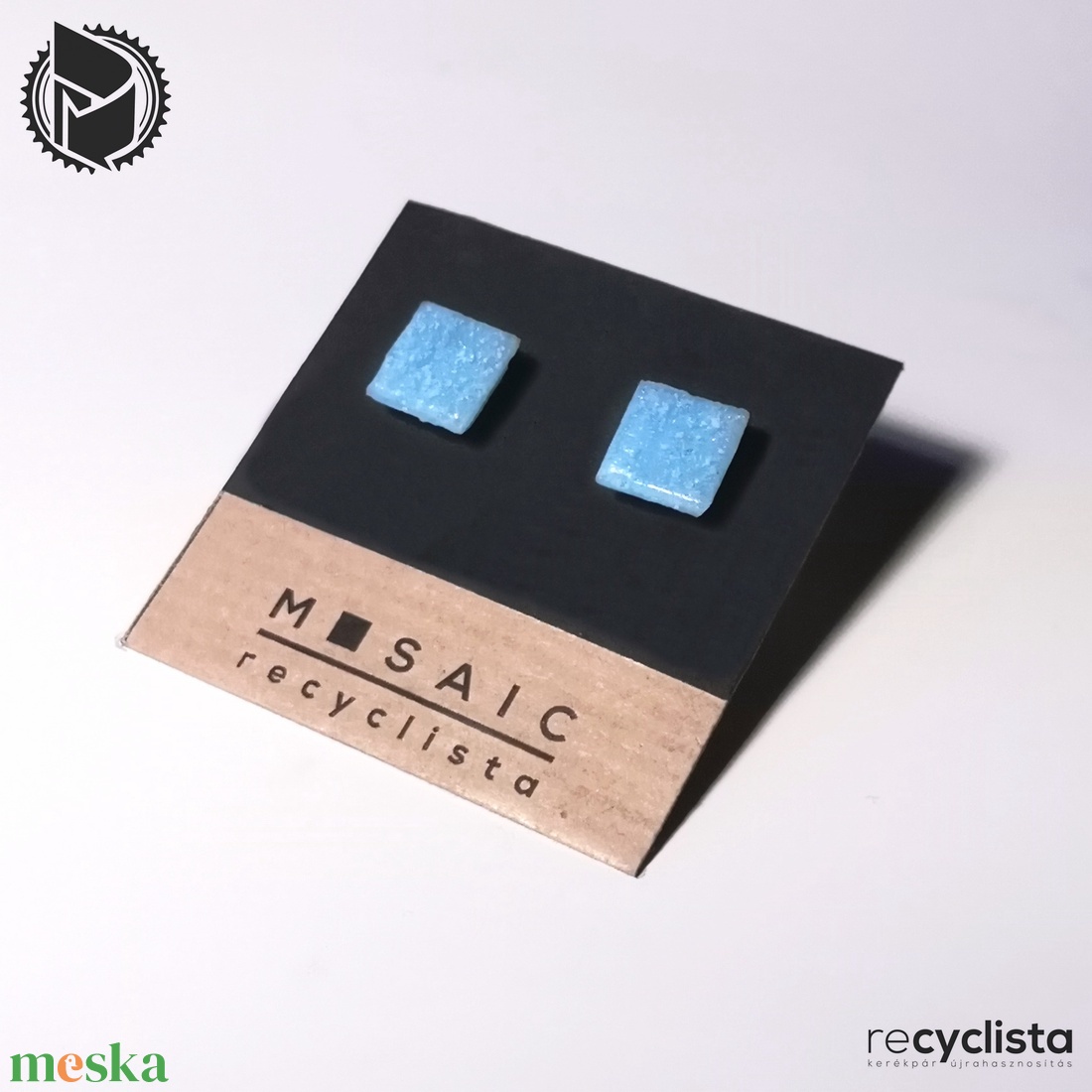 recyclista MOZ-03 fülbevaló üvegmozaikból - világoskék - ékszer - fülbevaló - lógó fülbevaló - Meska.hu recyclista MOZ-03 fülbevaló üvegmozaikból - világoskék - ékszer - fülbevaló - lógó fülbevaló - Meska.hu
