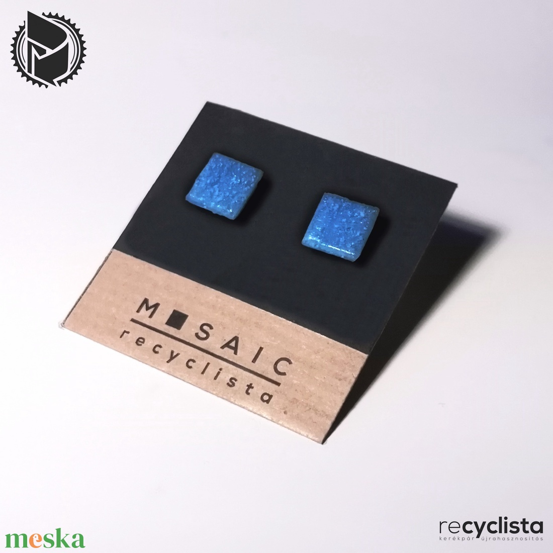 recyclista MOZ-04 fülbevaló üvegmozaikból - sötétkék - ékszer - fülbevaló - lógó fülbevaló - Meska.hu recyclista MOZ-04 fülbevaló üvegmozaikból - sötétkék - ékszer - fülbevaló - lógó fülbevaló - Meska.hu