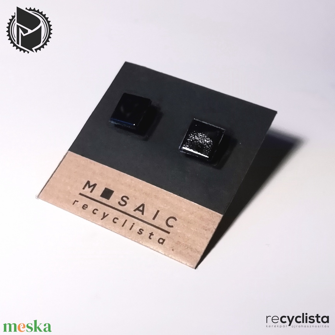 recyclista MOZ-07 fülbevaló üvegmozaikból fekete - ékszer - fülbevaló - lógó fülbevaló - Meska.hu recyclista MOZ-07 fülbevaló üvegmozaikból fekete - ékszer - fülbevaló - lógó fülbevaló - Meska.hu