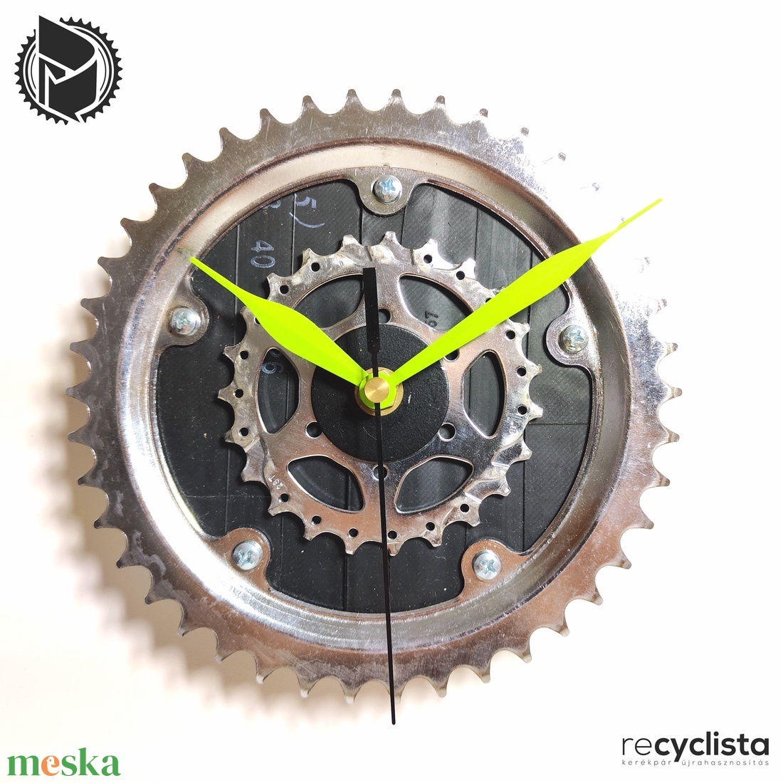recyclock MES-047 - falióra újrahasznosított kerékpár alkatrészekből  - otthon & lakás - dekoráció - fali és függő dekoráció - falióra & óra - Meska.hu