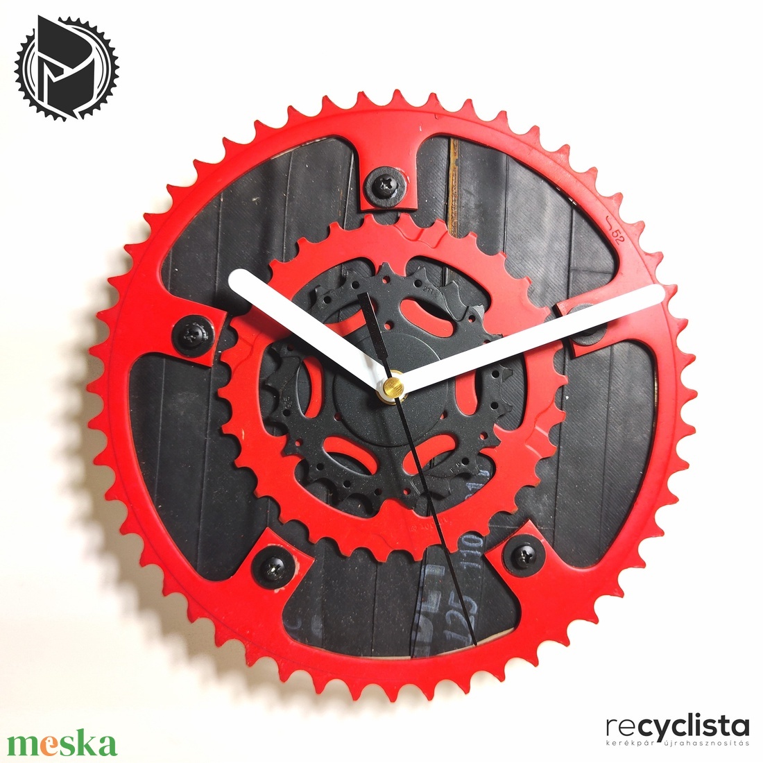 recyclock MES-054 - falióra újrahasznosított kerékpár alkatrészekből - méregzöld - otthon & életmód - dekoráció - fali és függő dekoráció - falióra & óra - Meska.hu