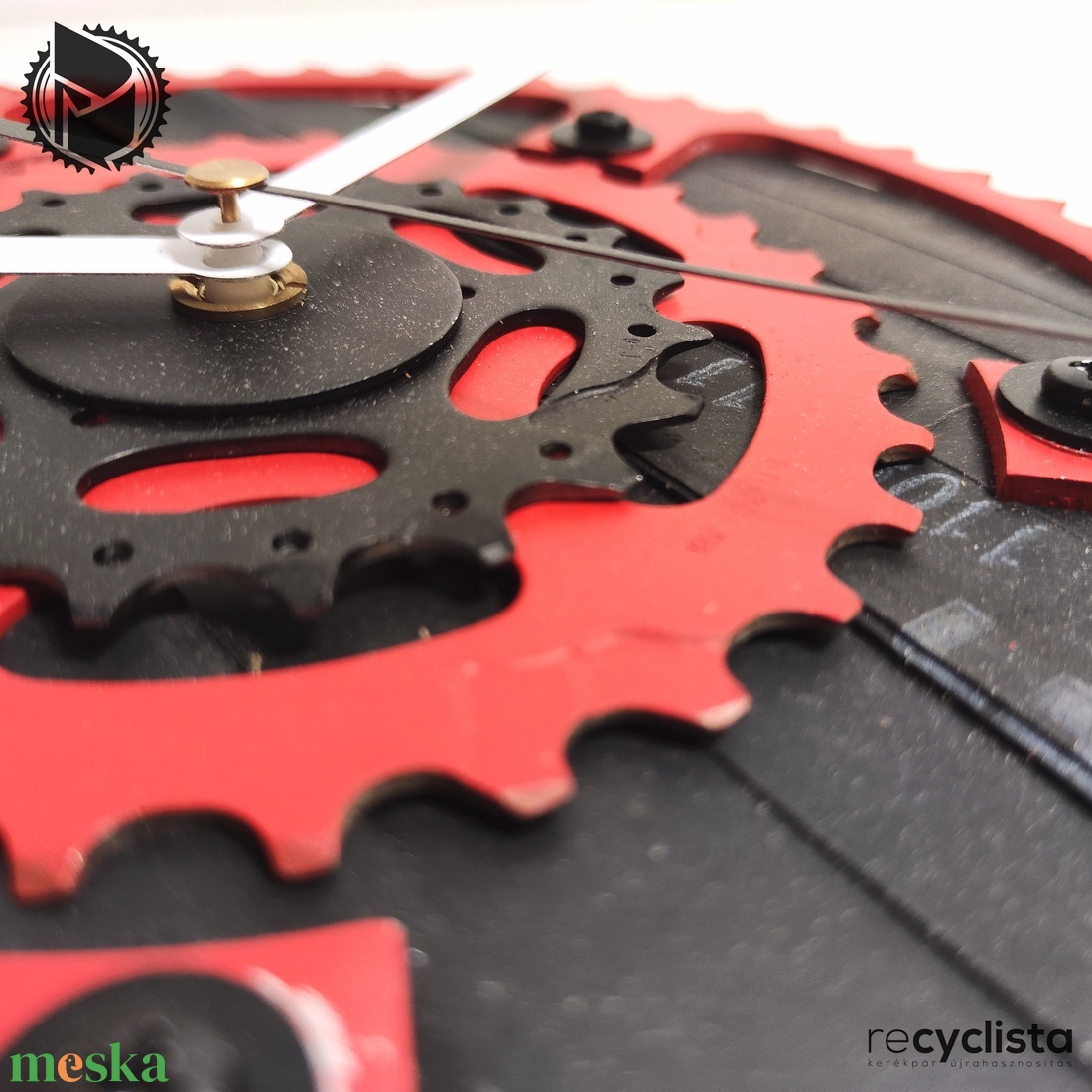 recyclock MES-054 - falióra újrahasznosított kerékpár alkatrészekből - méregzöld - otthon & életmód - dekoráció - fali és függő dekoráció - falióra & óra - Meska.hu
