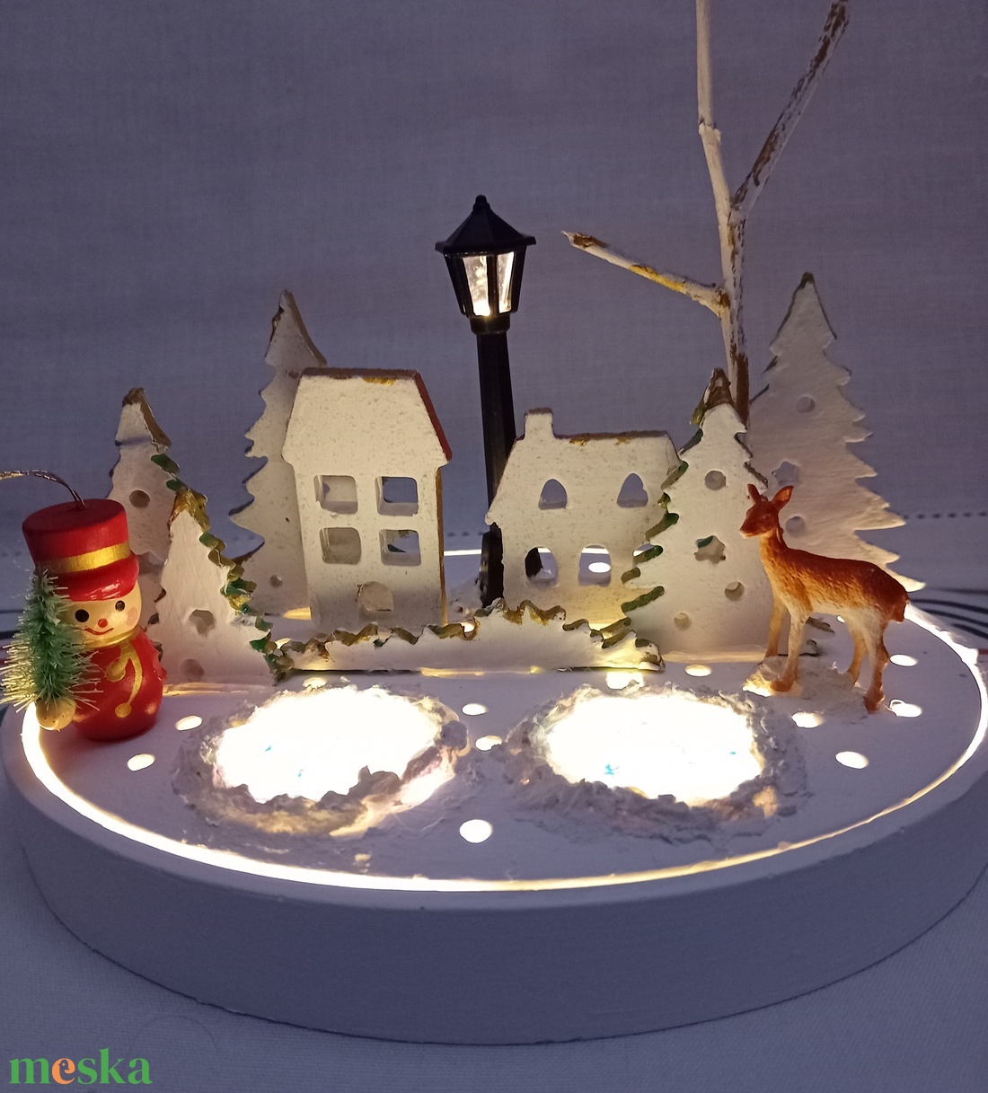Adventi, karácsonyi asztaldísz - karácsony - karácsonyi lakásdekoráció - karácsonyi falu, házikó - Meska.hu