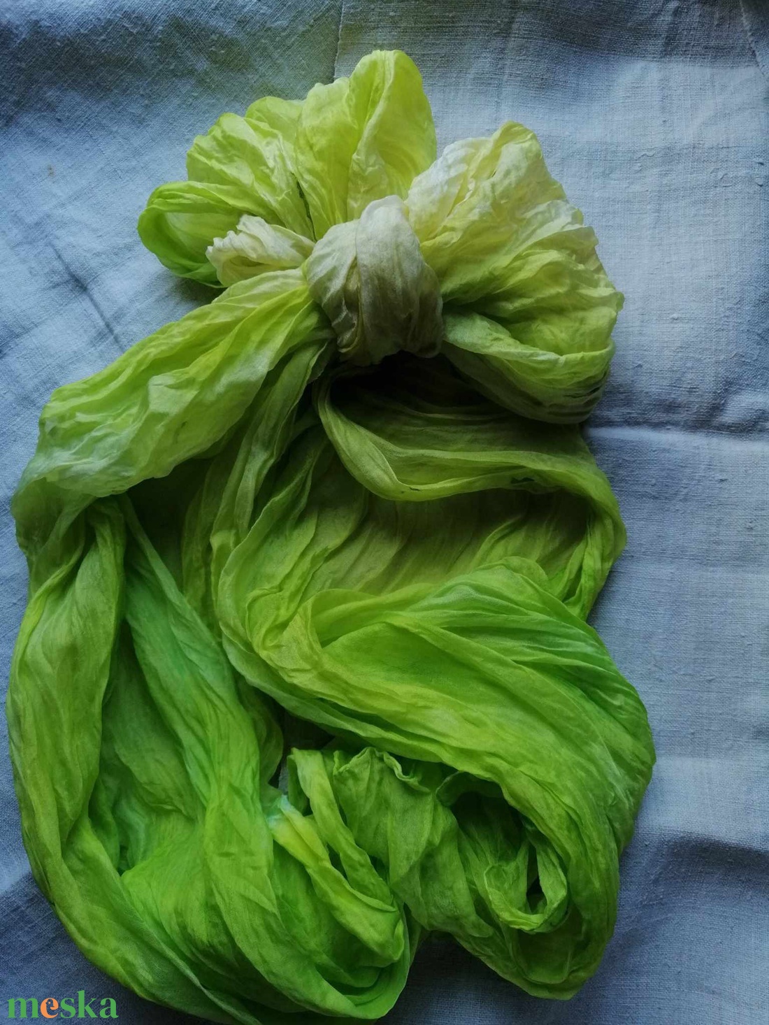 Gyűrt,batikolt valódi selyemsál-Tavaszzöld - ruha & divat - sál, sapka, kendő - sál - Meska.hu Gyűrt,batikolt valódi selyemsál-Tavaszzöld - ruha & divat - sál, sapka, kendő - sál - Meska.hu