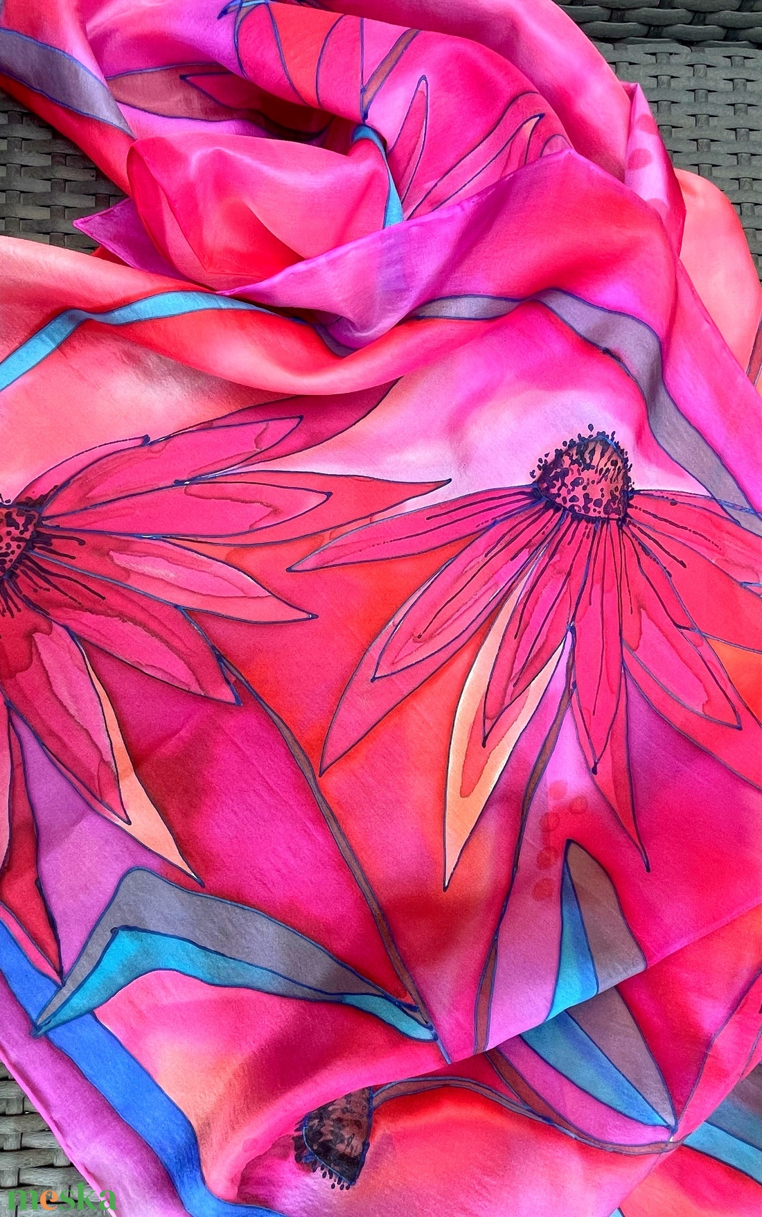 Kézi festésű valódi hernyóselyem sál-Bíbor - ruha & divat - sál, sapka, kendő - sál - Meska.hu