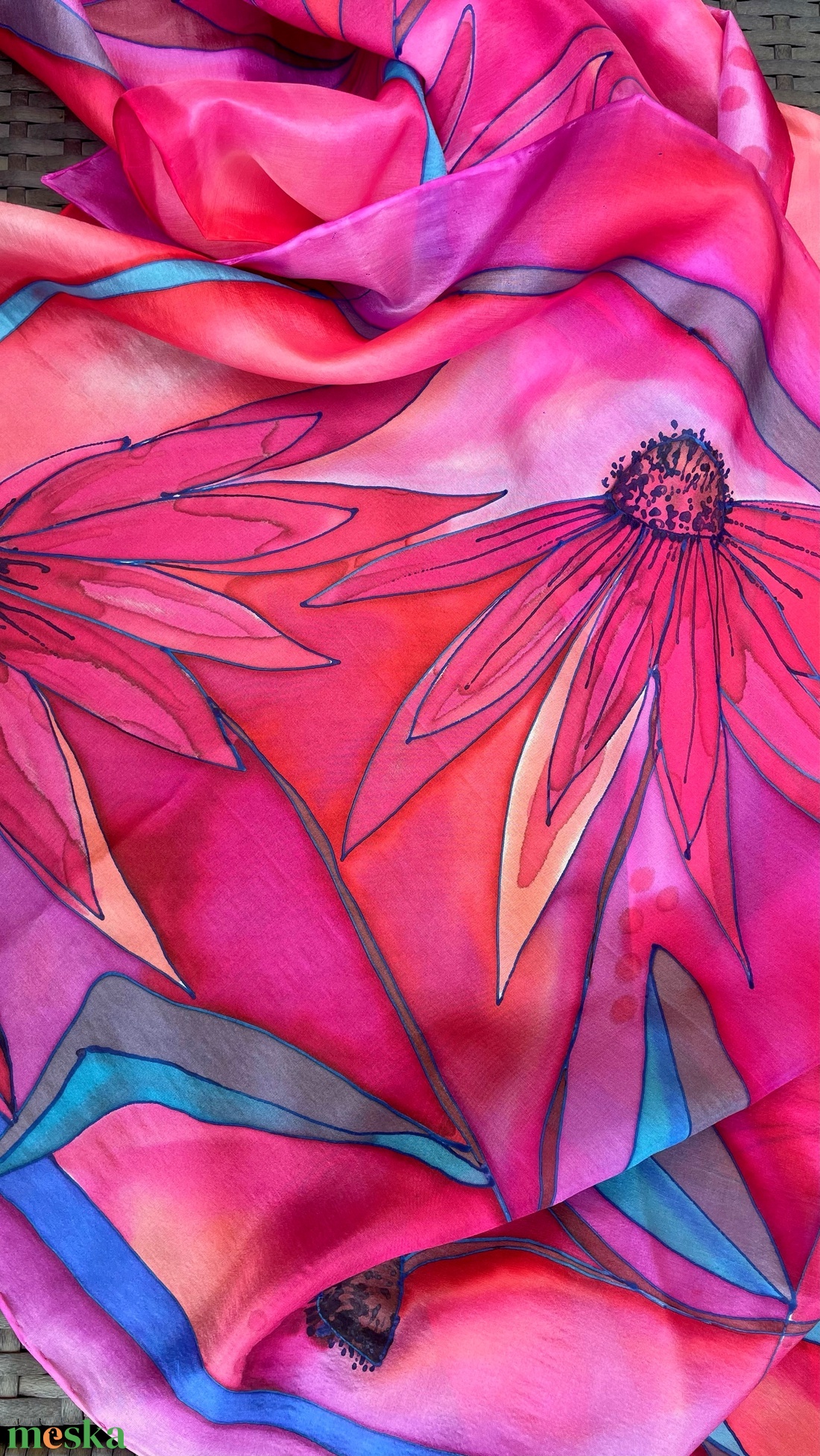 Kézi festésű valódi hernyóselyem sál-Bíbor - ruha & divat - sál, sapka, kendő - sál - Meska.hu