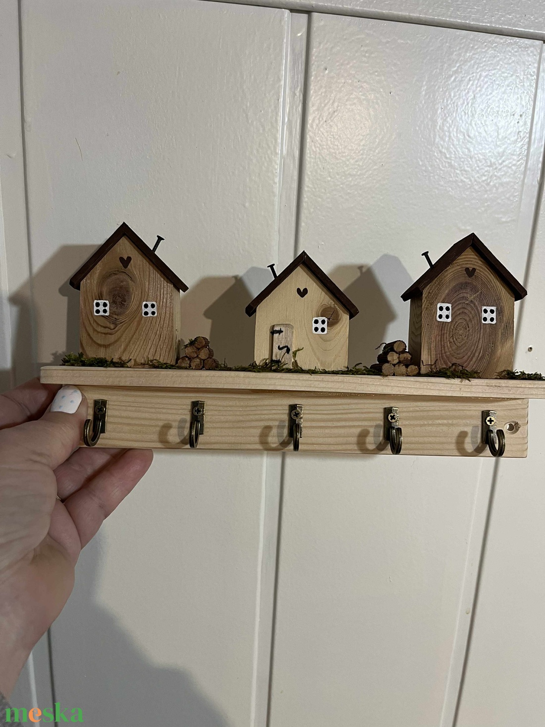 Fali kulcstartó, natúr, újrahasznosított fából - otthon & életmód - dekoráció - fali és függő dekoráció - fali kulcstartó - Meska.hu