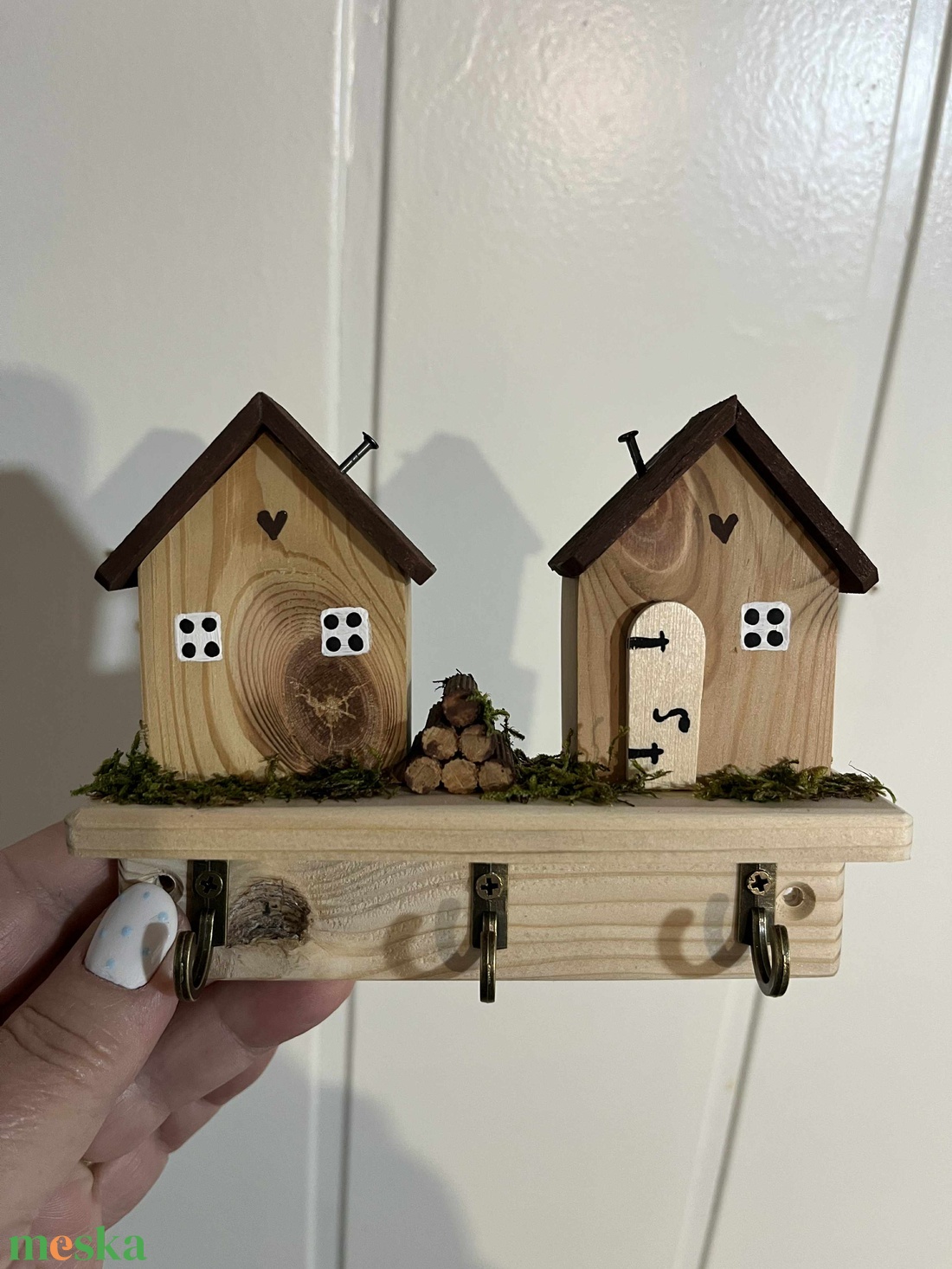 Fali kulcstartó, natúr, újrahasznosított fából - otthon & életmód - dekoráció - fali és függő dekoráció - fali kulcstartó - Meska.hu