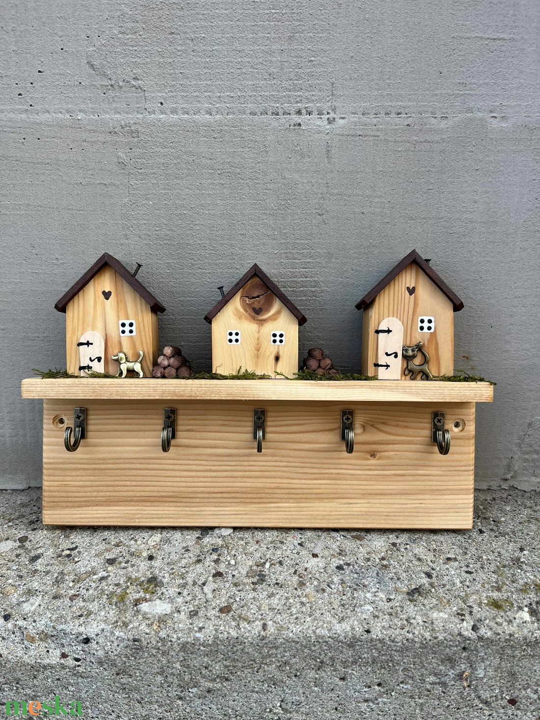 Fali kulcstartó, natúr, újrahasznosított fából - otthon & életmód - dekoráció - fali és függő dekoráció - fali kulcstartó - Meska.hu