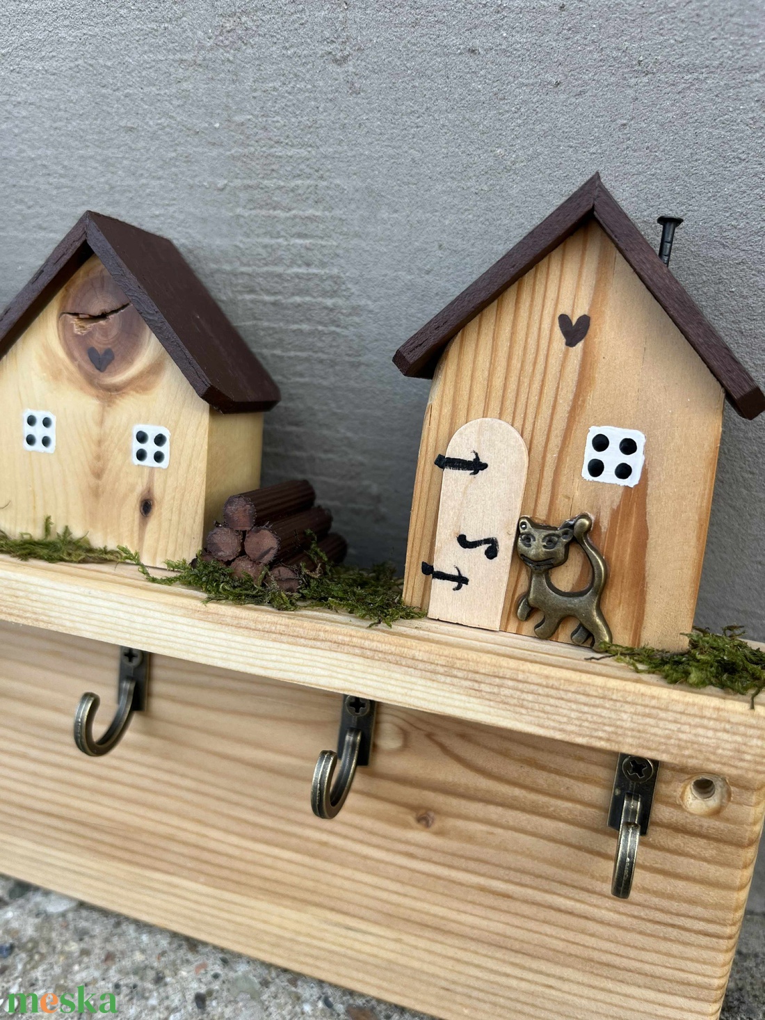 Fali kulcstartó, natúr, újrahasznosított fából - otthon & életmód - dekoráció - fali és függő dekoráció - fali kulcstartó - Meska.hu