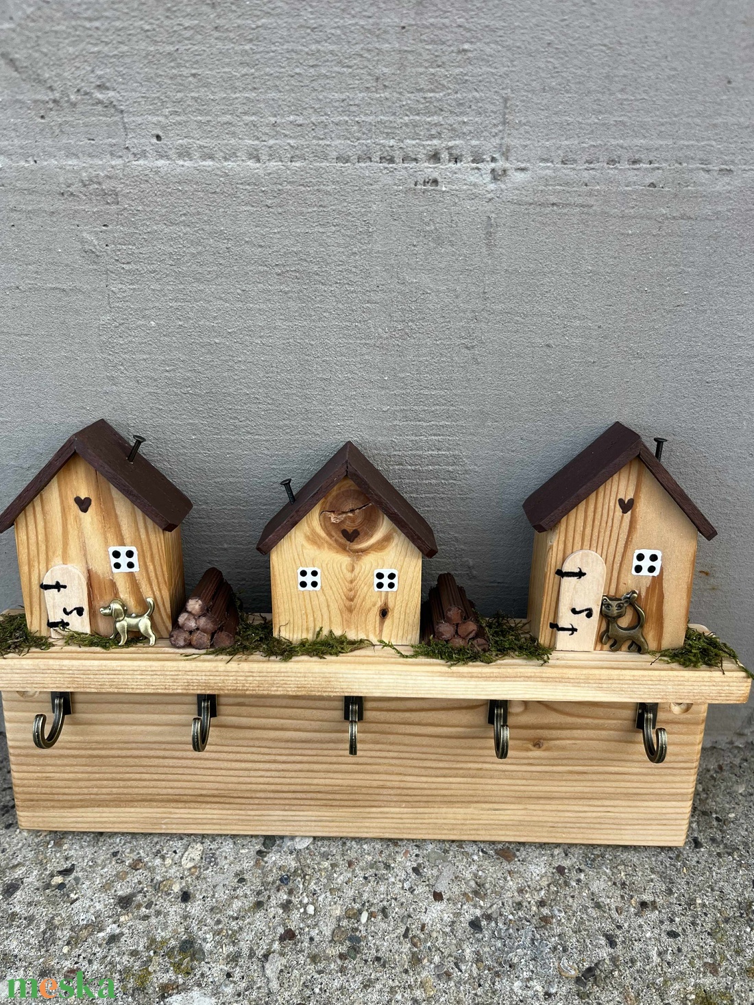 Fali kulcstartó, natúr, újrahasznosított fából - otthon & életmód - dekoráció - fali és függő dekoráció - fali kulcstartó - Meska.hu