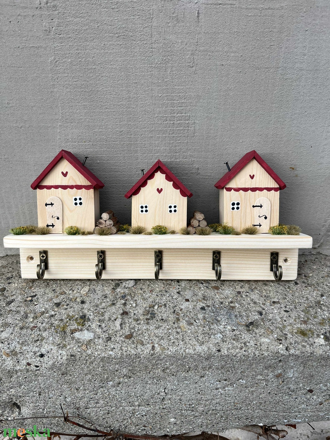 Fali kulcstartó, natúr, újrahasznosított fából - otthon & életmód - dekoráció - fali és függő dekoráció - fali kulcstartó - Meska.hu