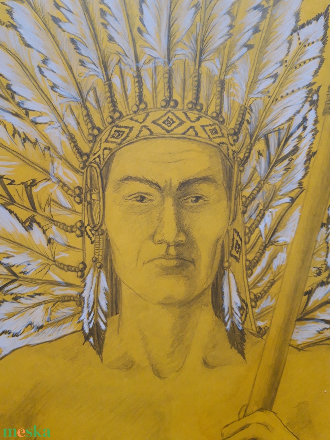 Sárga tollak c. grafika - művészet - grafika & illusztráció - ceruzarajz - Meska.hu