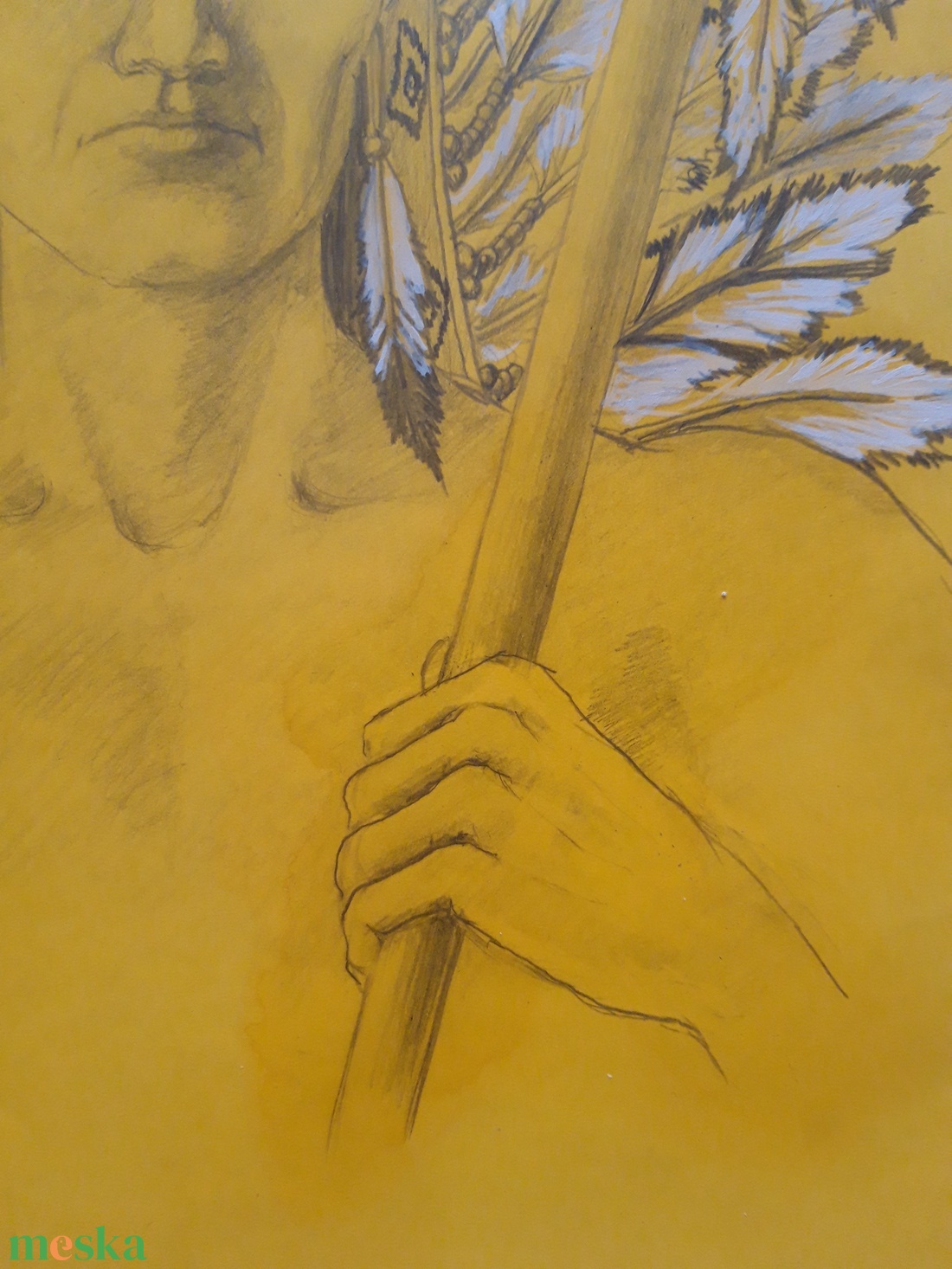 Sárga tollak c. grafika - művészet - grafika & illusztráció - ceruzarajz - Meska.hu