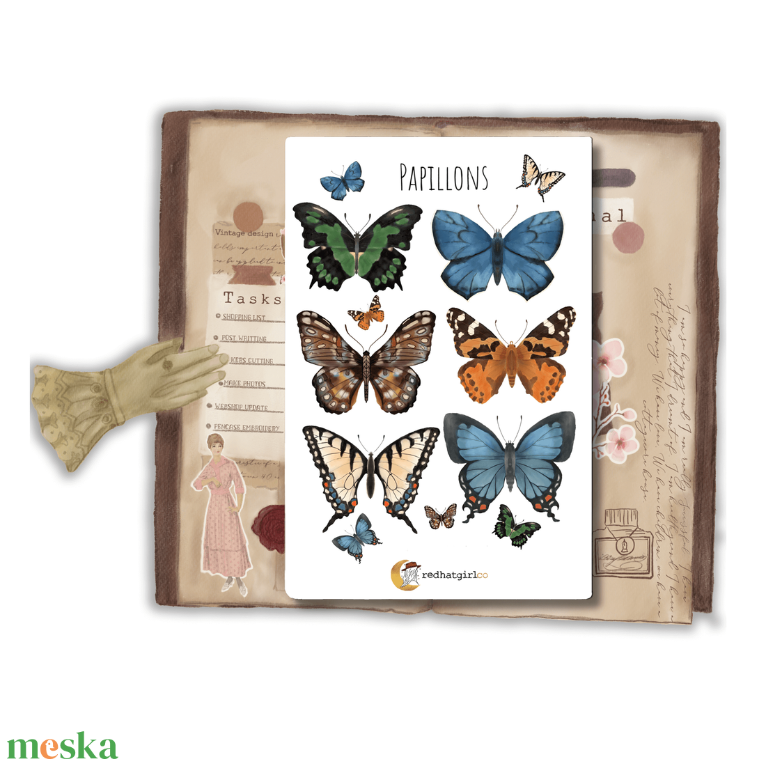 Pillangó / Papillons Matricaív Bullet Journal Határidőnapló Scrapbook Matrica - otthon & lakás - papír írószer - matrica, matrica csomag - Meska.hu