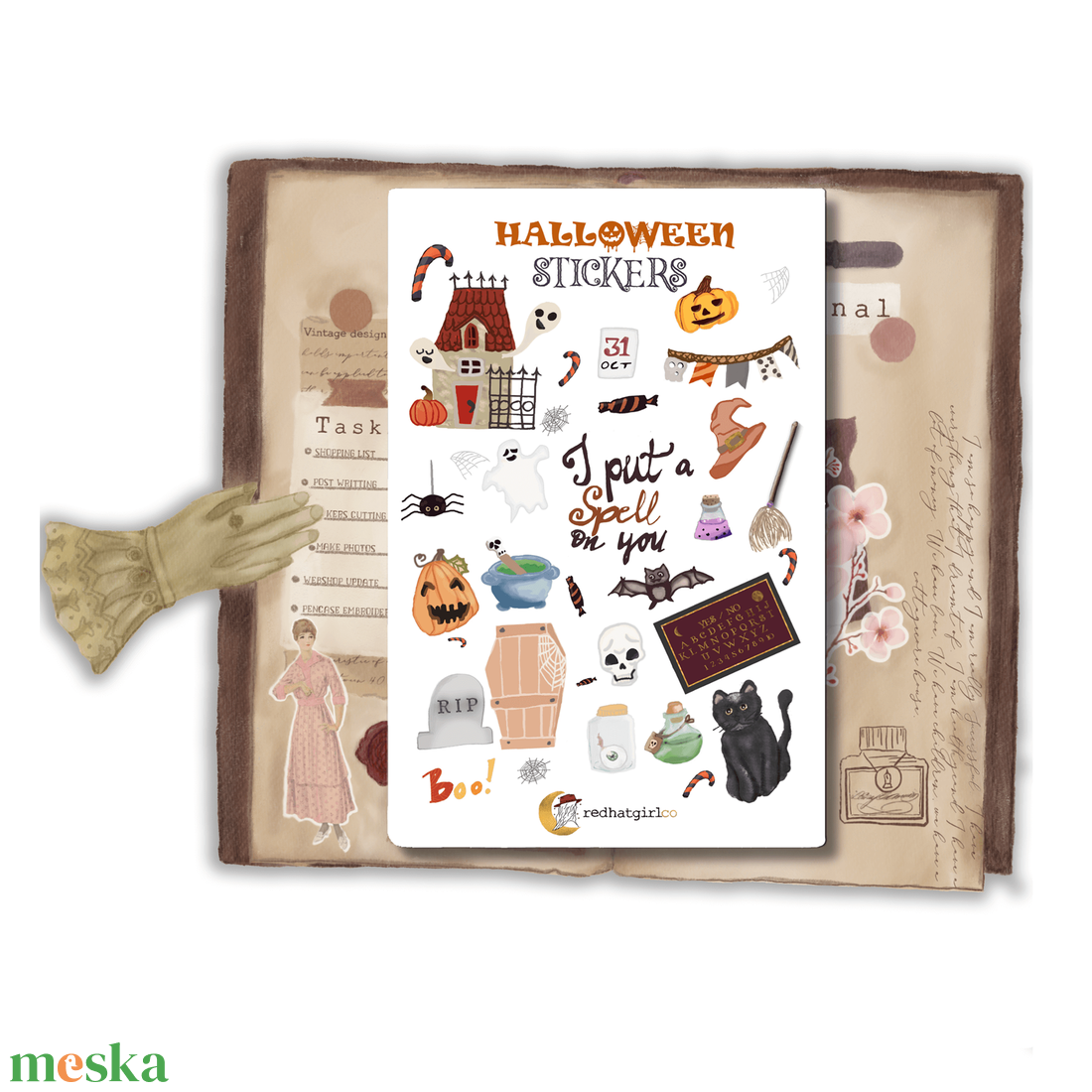 Halloween Matricaív Bullet Journal Scrapbook Határidőnapló Matrica - otthon & lakás - dekoráció - halloween - halloweeni meghívó, képeslap, ajándékkísérő - Meska.hu