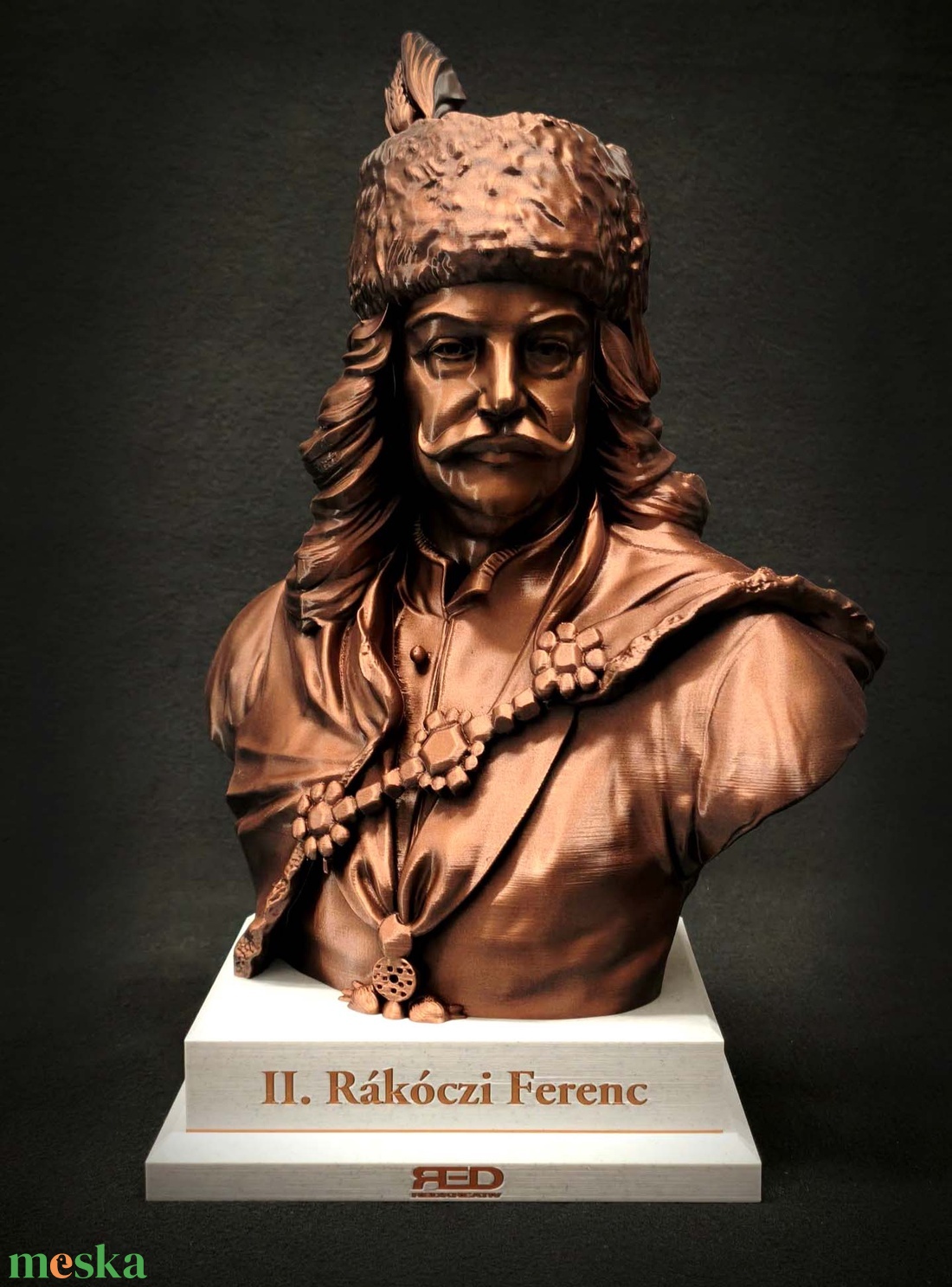 II. Rákóczi Ferenc � Exkluzív 3D nyomtatott mellszobor kézi antikolással (19cm) - otthon & életmód - dekoráció - asztal és polc dekoráció - könyvszobor - Meska.hu
