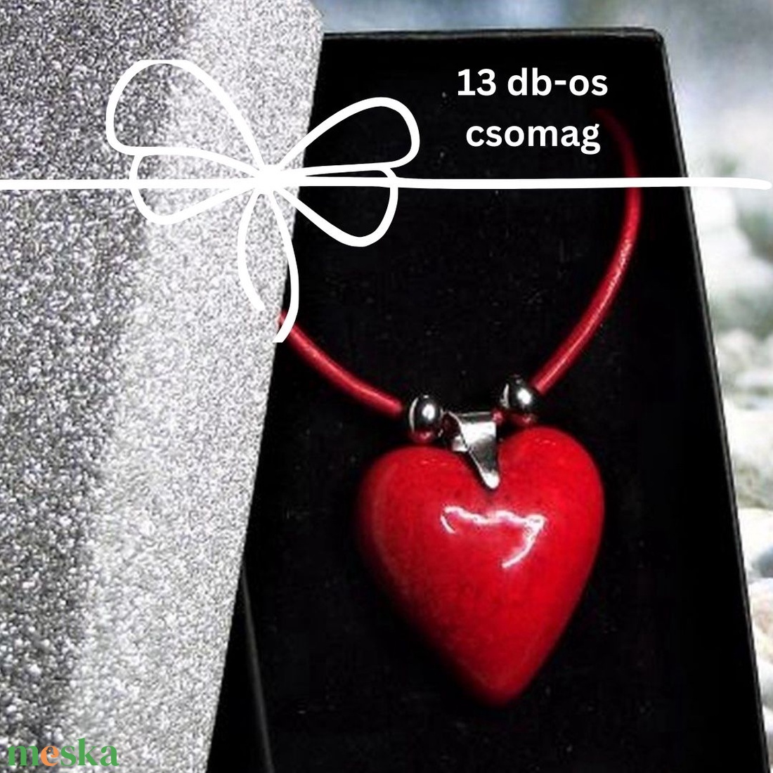 Csábító piros - Kerámia szív csomag - 13 db-os  - ékszer - nyaklánc - medálos nyaklánc - Meska.hu