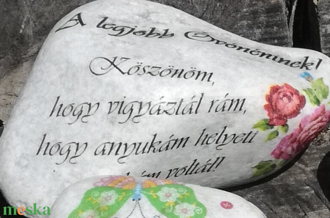 Óvónéninek köszönő kő. :-) (10 db=1700,-/db. 3 db=1900,-/db. 1 db=2100,-/db.) - otthon & lakás - dekoráció - asztal és polc dekoráció - kavics & kő - Meska.hu