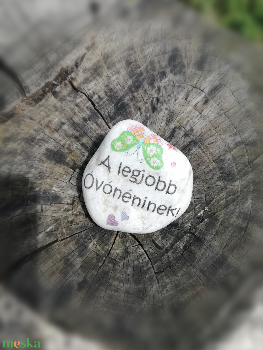 Óvónéninek köszönő kő. :-) (10db=990,-/db. 3db=1190,-/db. 1db=1390,-/db.) - otthon & életmód - dekoráció - asztal és polc dekoráció - kavics & kő - Meska.hu