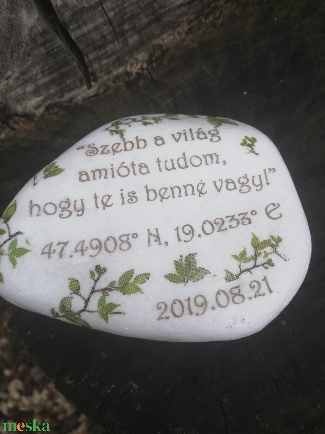 Nagyméretű kétoldalas. fotós és feliratos kő. :-) - otthon & életmód - dekoráció - asztal és polc dekoráció - kavics & kő - Meska.hu