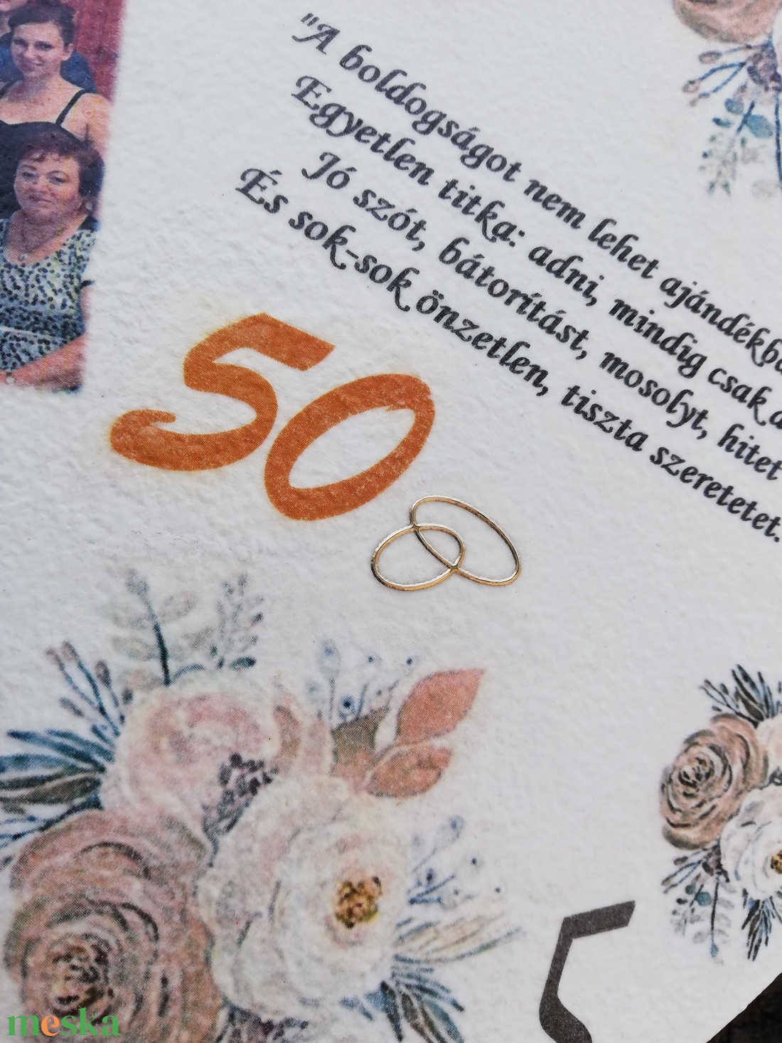 Falióra 50. házassági évfordulóra, egyedi fotóval, felirattal:-) - esküvő - emlék & ajándék - Meska.hu