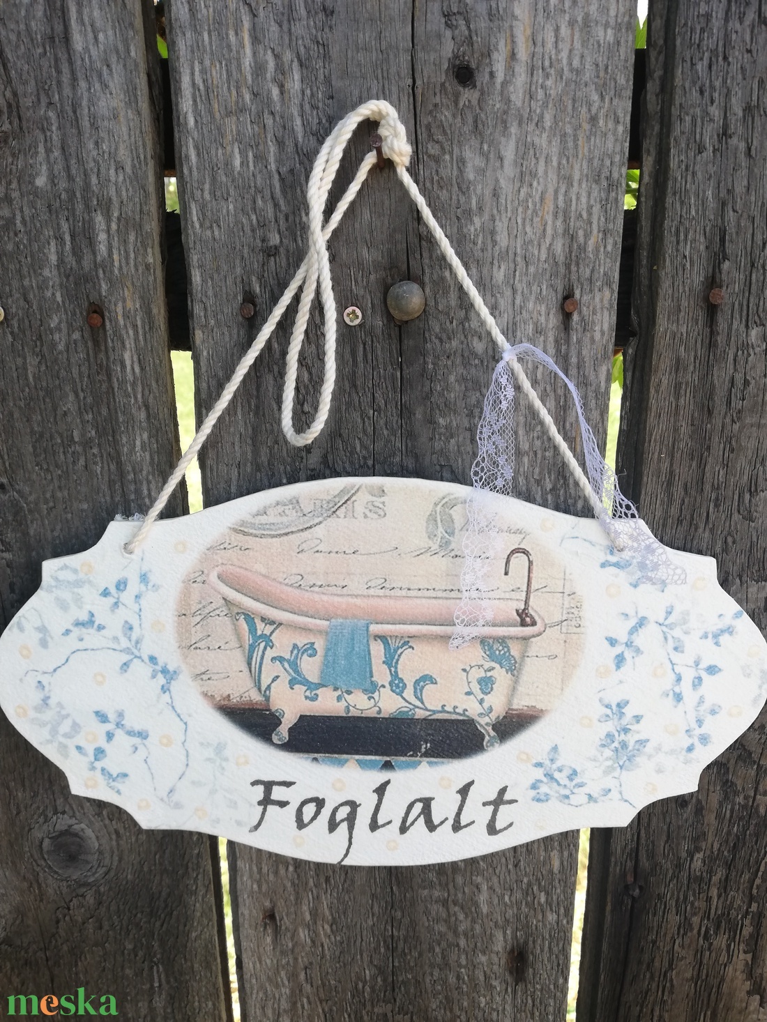 Fürdőszobai tábla, kétoldalt feliratozva. :-) - otthon & életmód - fürdőszoba - fürdőszobai dekoráció - Meska.hu