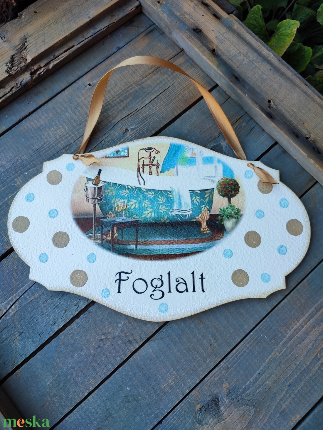 Fürdőszobai tábla, kétoldalt feliratozva, rusztikus stílusban. :-) - otthon & életmód - fürdőszoba - fürdőszobai dekoráció - Meska.hu