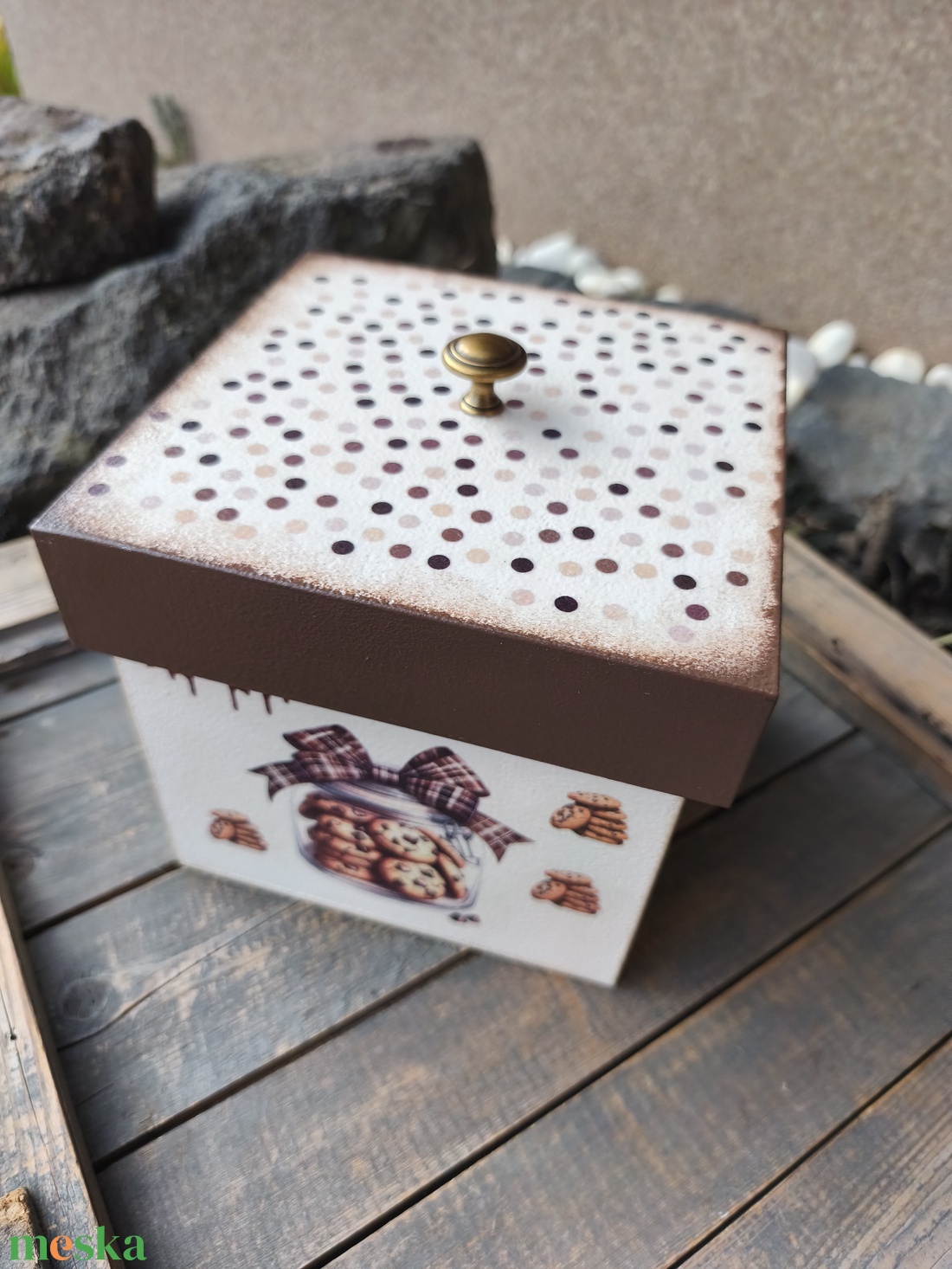 Csokis-teás-sütis vagy kávés doboz, egyedi mintával transzferálva.  :-) - otthon & életmód - konyhafelszerelés, tálalás - konyhai tárolás - tea & kávé tárolás - Meska.hu