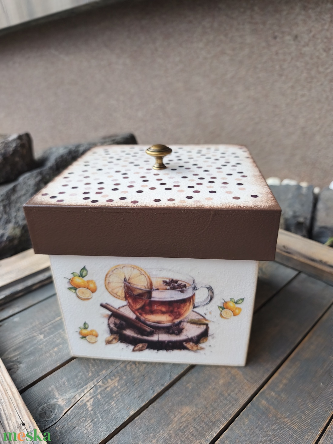 Csokis-teás-sütis vagy kávés doboz, egyedi mintával transzferálva.  :-) - otthon & életmód - konyhafelszerelés, tálalás - konyhai tárolás - tea & kávé tárolás - Meska.hu