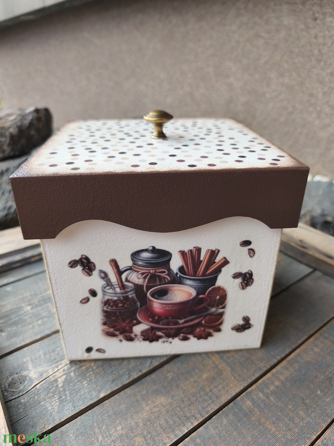 Csokis-teás-sütis vagy kávés doboz, egyedi mintával transzferálva.  :-) - otthon & életmód - konyhafelszerelés, tálalás - konyhai tárolás - tea & kávé tárolás - Meska.hu