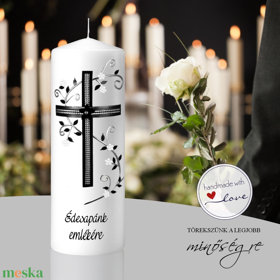 Édesapánk emlékére kegyeleti gyertya - otthon & életmód - vallás - temetkezési tárgy - temetői gyertyák, mécsesek - Meska.hu