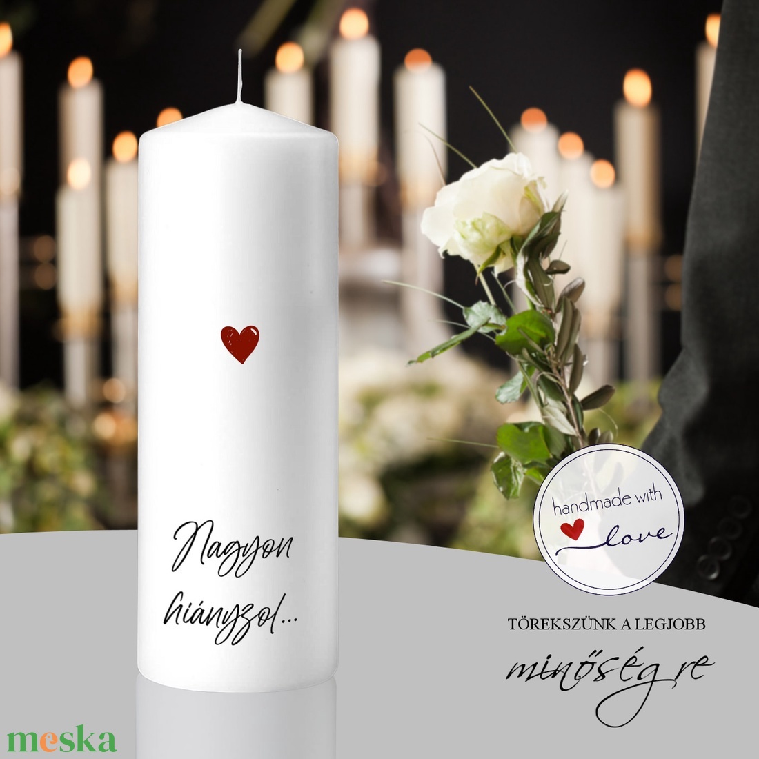 Nagyon hiányzol kegyeleti gyertya - otthon & életmód - vallás - temetkezési tárgy - temetői gyertyák, mécsesek - Meska.hu