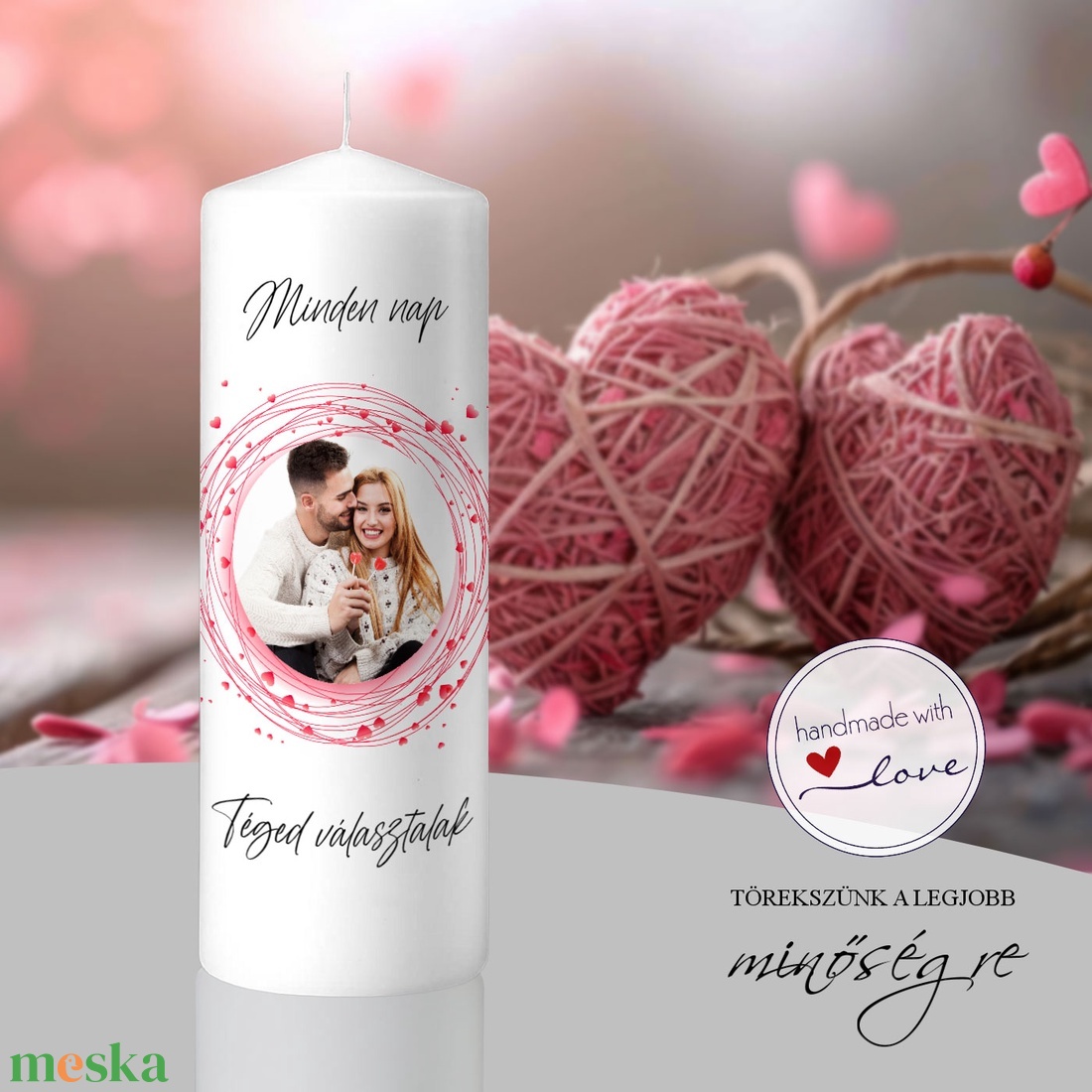 Téged választalak valentin napi fényképes gyertya - otthon & életmód - gyertya, illat, aroma - gyertya - Meska.hu