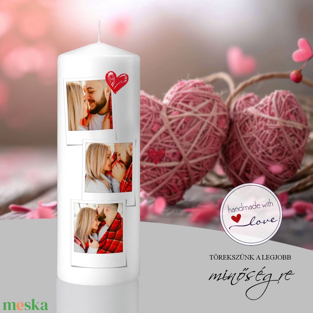 Love moments valentin napi fényképes gyertya - otthon & életmód - gyertya, illat, aroma - gyertya - Meska.hu